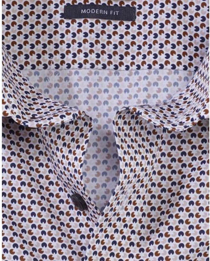 OLYMP Herren Businesshemd Langarm Luxor,Rotationsdruck,modern fit,Global Kent 38 Braun 28, 38 Braun