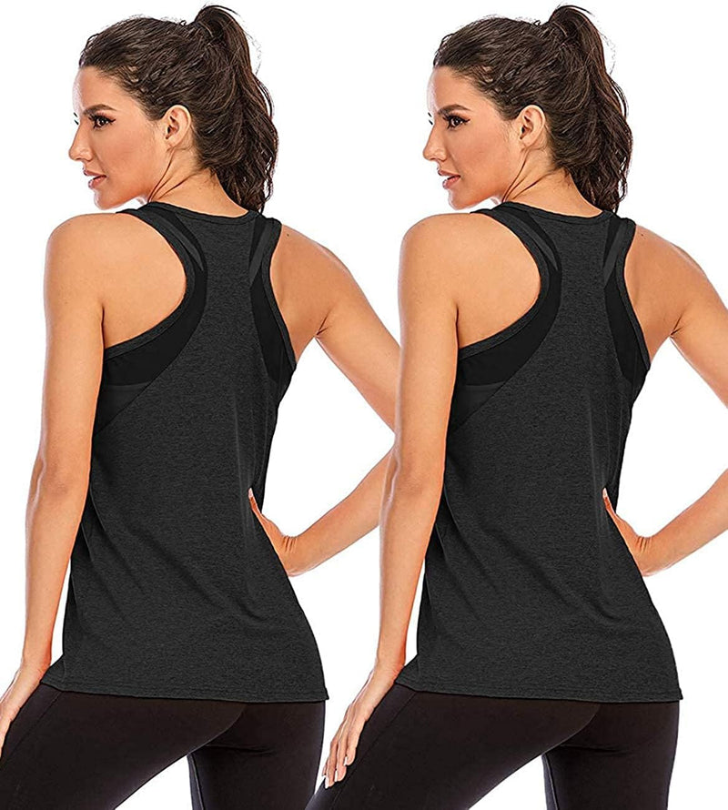 Nekosi Damen Yoga Tanktops Ärmelloses Sportshirt Kleidung Mesh Zurück Fitness Laufen Shirt Sport Obe