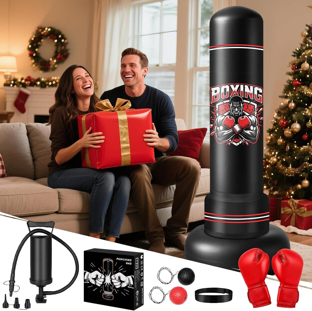 Ninonly Boxsack Stehend Erwachsene 190cm mit Handschuhen und Pumpe | Schwerer Punching Bag Boxsack,