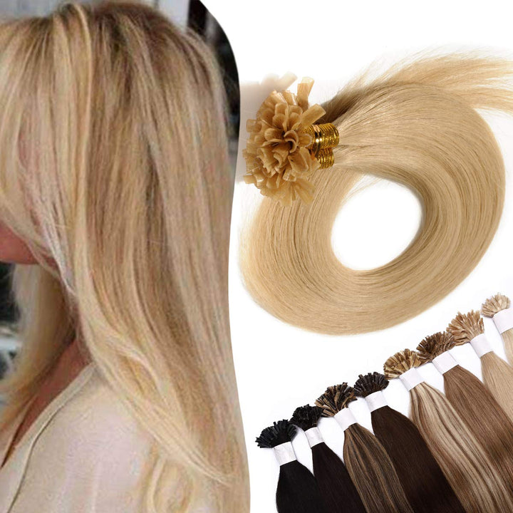 SEGO Bondings Extensions Echthaar 0.5g/Strähnen Haarverlängerung Keratin U-Tip 100% Human Hair 100 S