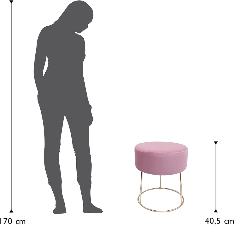 ECHTWERK runder Sitzhocker Marilyn, Polsterhocker aus Samtstoff, Schminkhocker mit Metallbeinen in G