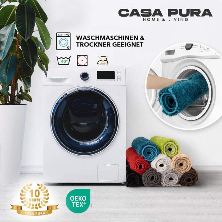 casa pura Badematte weicher, Flauschiger Badezimmerteppich in Shaggy Optik, Badvorleger rutschfest w