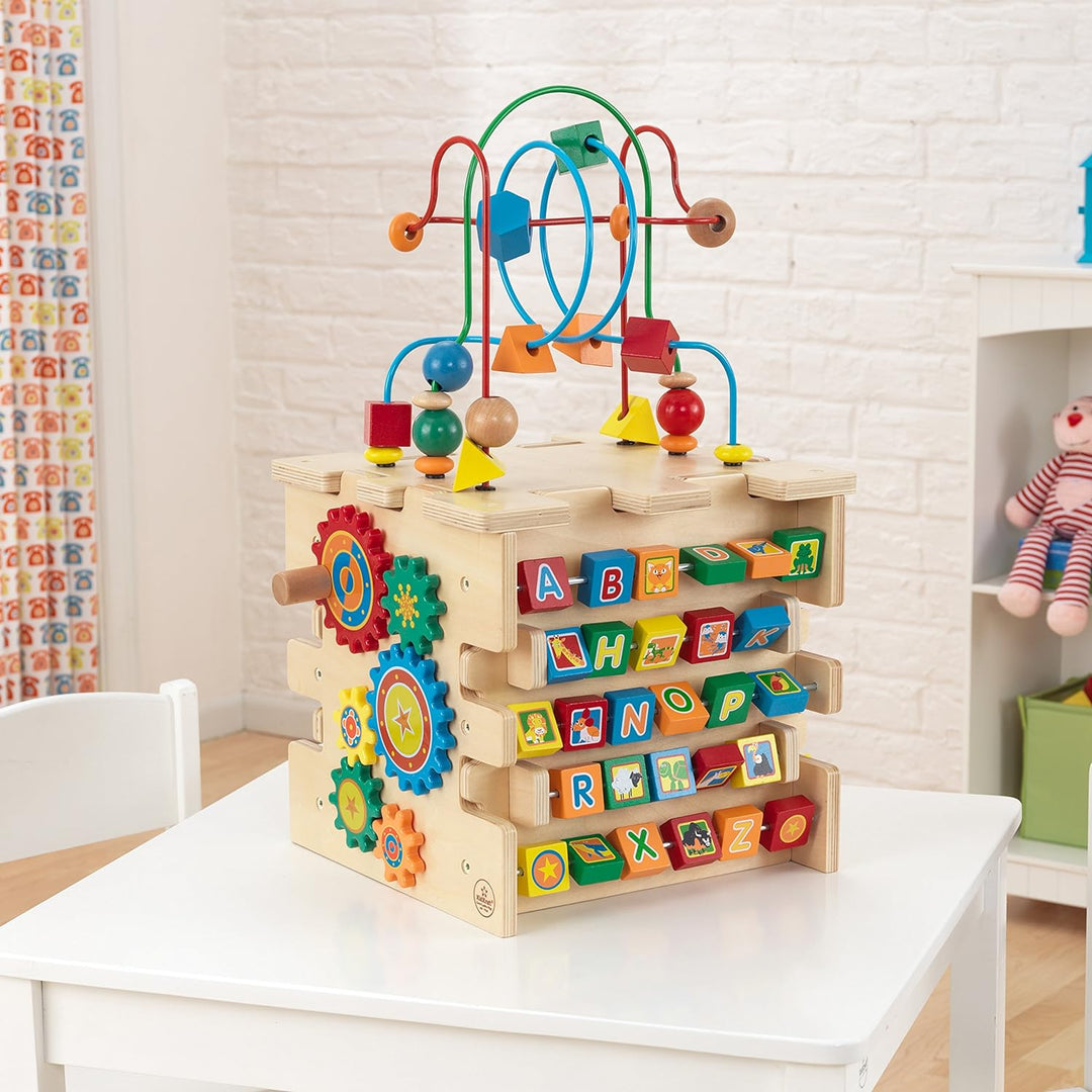 KidKraft Deluxe Motorikwürfel aus Holz, Motorikspielzeug ab 1.5 Jahre, Activity Center Baby Spielzeu
