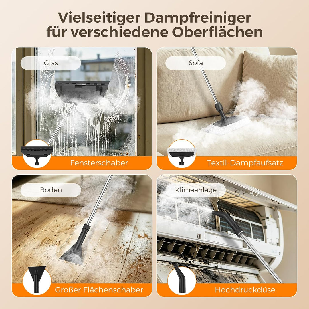 Dampfreiniger Handgerät, 2500W,Chemikalienfreier Handdampfreiniger –Hochdruck-Dampf gegen Schmutz Fe