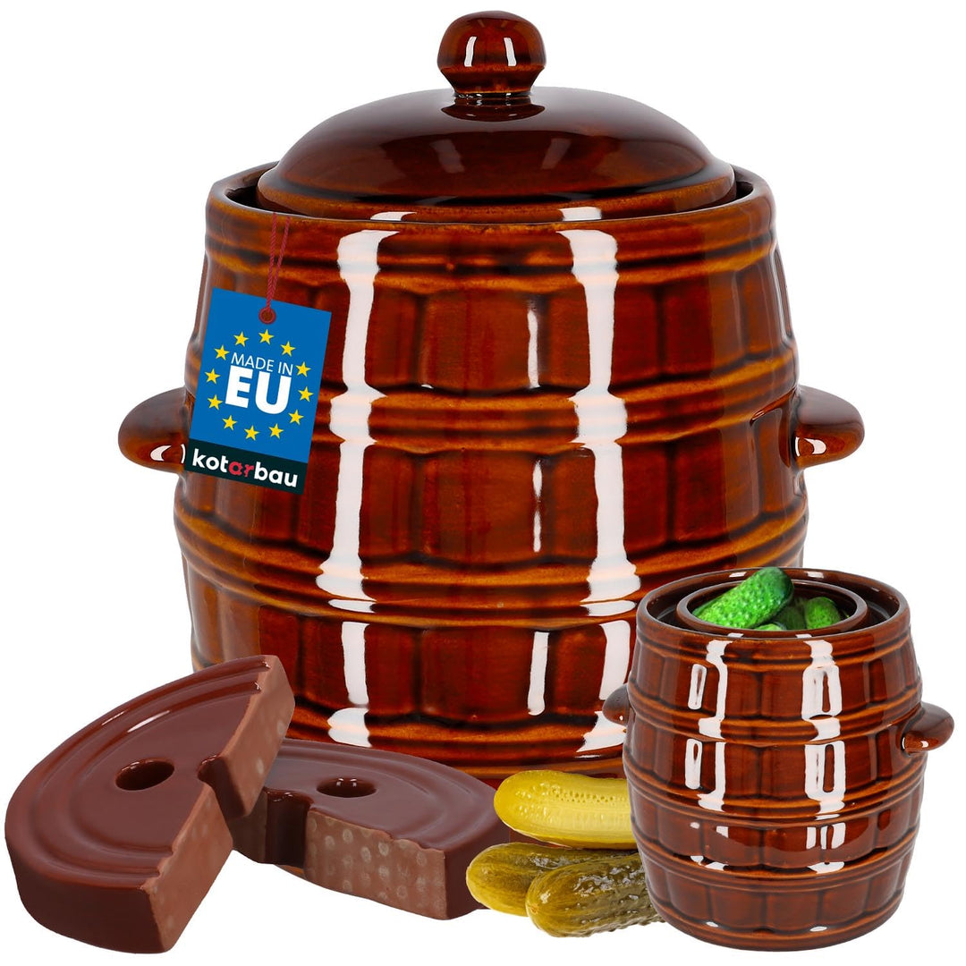 KOTARBAU® Gärtopf 8 L Steinguttopf mit Deckel und Beschwerungsstein Hermetisch Sauerkrauttopf Gurken