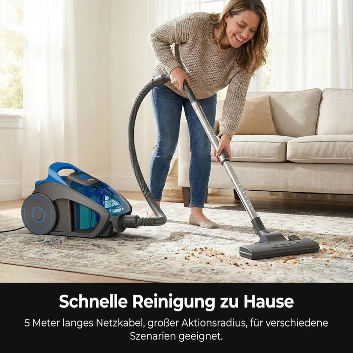 Staubsauger 1200 Watt, 1,5L Staubsauger Beutellos, Staubsaugers ohne Beutel 15 kPa, Leise, Leistungs