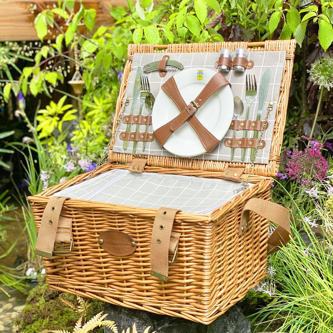 Les Jardins de la Comtesse - Picknickkorb aus Weidengeflecht Concorde - für 2 Personen, Kühlbox, Tel