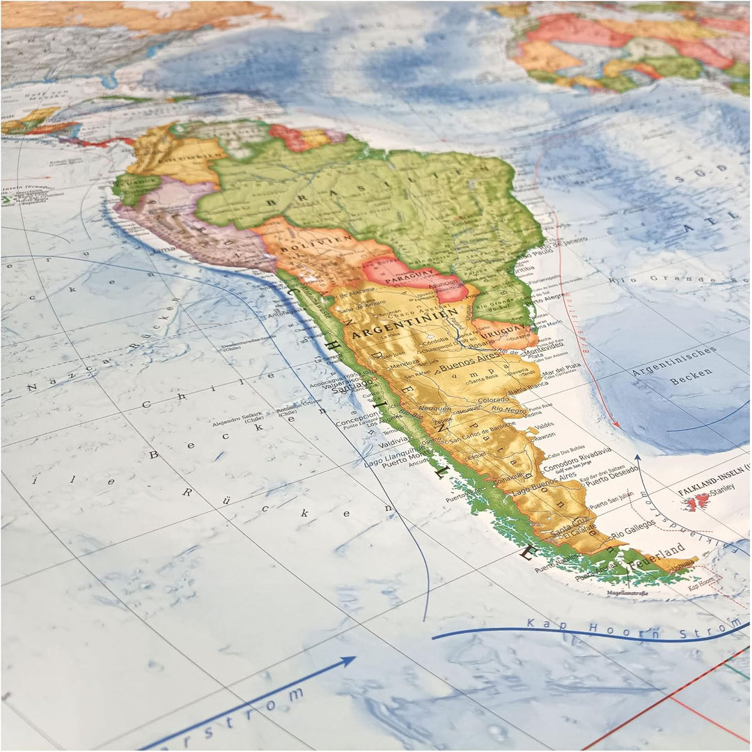 Politische Weltkarte, Grösse 120 x 80 cm, Stand der Weltkarte 2023, deutsch Papier 120 x 80 cm, Papi