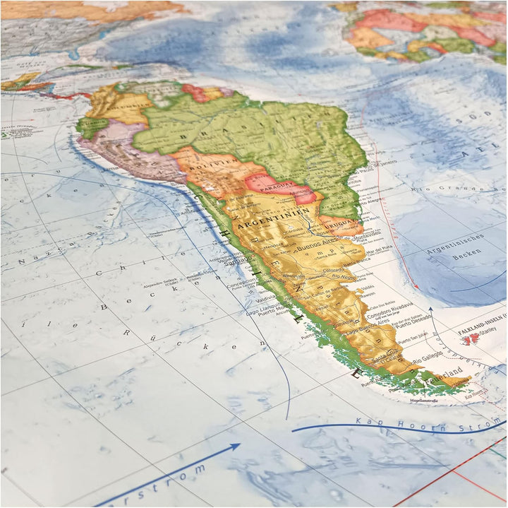 Politische Weltkarte, Grösse 120 x 80 cm, Stand der Weltkarte 2023, deutsch Papier 120 x 80 cm, Papi