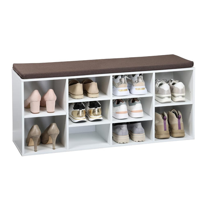 Moon Home Schuhschrank mit Sitzkissen - Stardust White, aus FSC® Holz Faserplatte weiss, Ordnung &amp; A