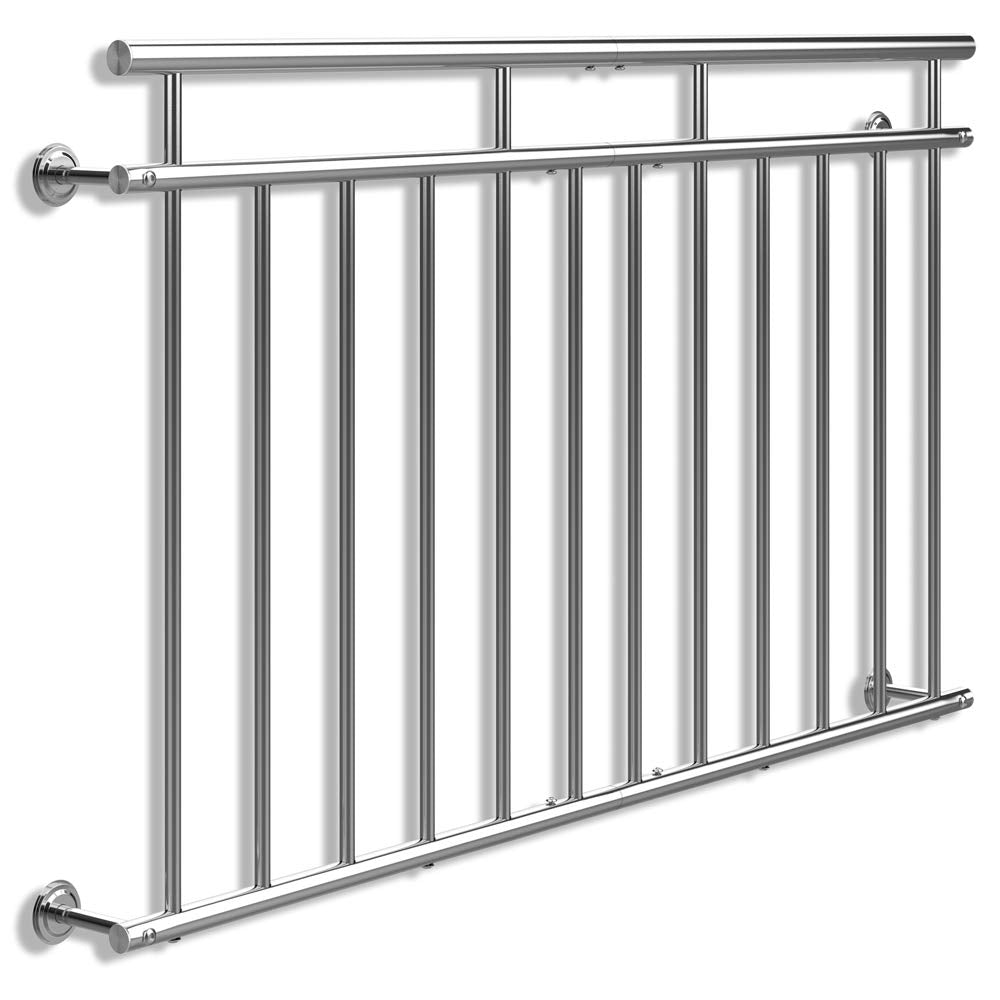 MONZANA® Französischer Balkon Edelstahl Pflegeleicht 90x156cm 12 Füllstäbe Balkongeländer Terrasseng