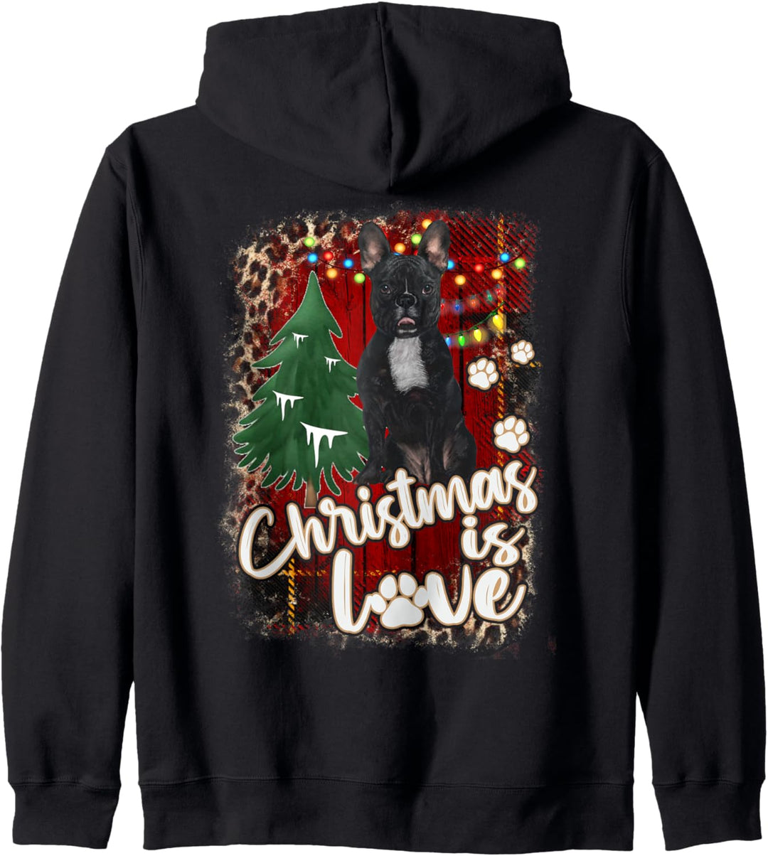 French Bulldog Christmas is Love French Bulldog Dog Pawprint Kapuzenjacke