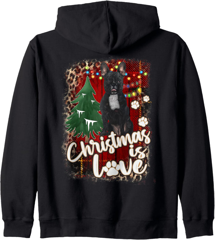 French Bulldog Christmas is Love French Bulldog Dog Pawprint Kapuzenjacke