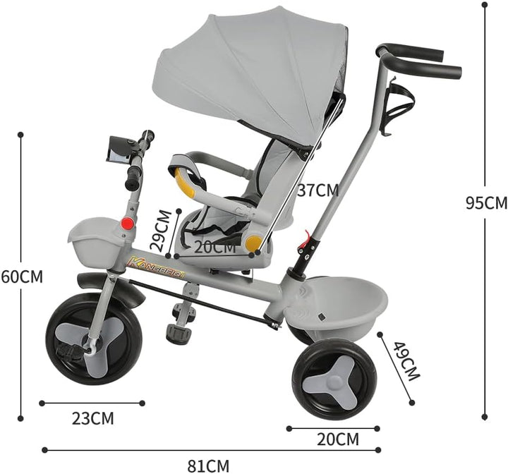 Multi-Funktions-Kinderdreirad, Dreirad 5 in1, Kleinkind-Dreiräder-Kinderwagen, mit Verstellbarem Sch