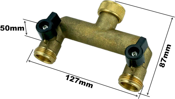 2-Wege Verteiler Wasseranschluss 3/4"IG - 2x3/4"AG Anschluss von 2 Geräten 2-fach Ventile