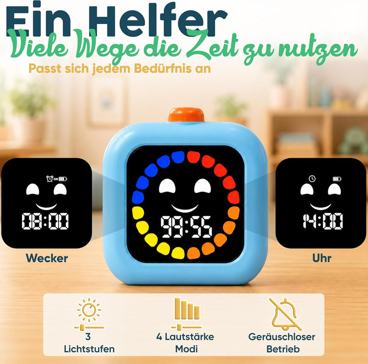 Digitaler Visueller Timer für Kinder - Wiederaufladbar, Geräuschlos 99-Minuten-Kinder-Timer für Schu