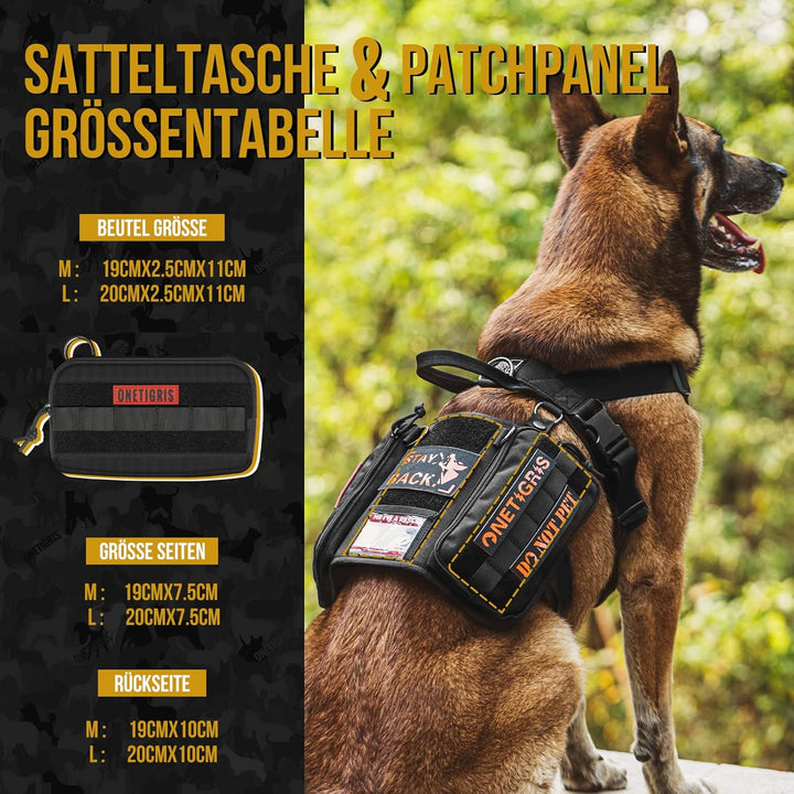 OneTigris Service Hundegeschirr, Guardian Geschirr mit 3 Edelstahl D-Ringen und Grosser Kapazität Ta