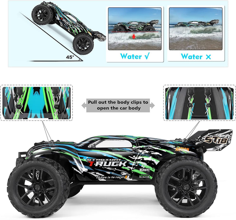 HAIBOXING Ferngesteuertes Auto, 2,4 GHz 1:18 Proportional 4WD 36+ km/h Hobby RC Auto Offroad Monster