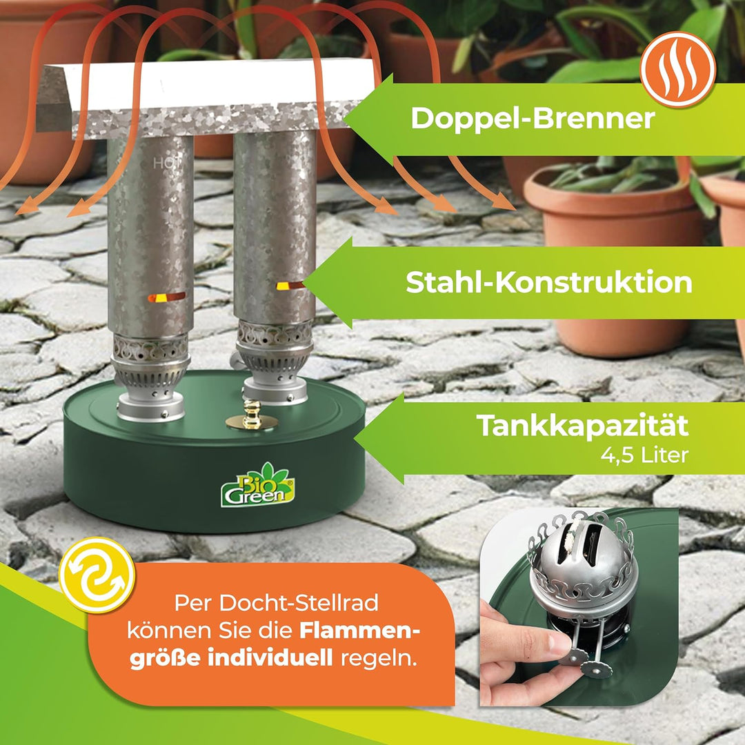 BioGreen Paraffin-Gewächshaus-Heizung WARMAX Power 5 | max. 600 Watt Heizleistung | für Gewächshäuse