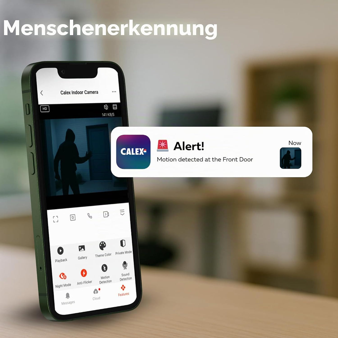 CALEX Smart Security Video-Türklingel, 2K Kamera mit App-Steuerung, Nachtsicht, 2-Wege-Audio, Bewegu