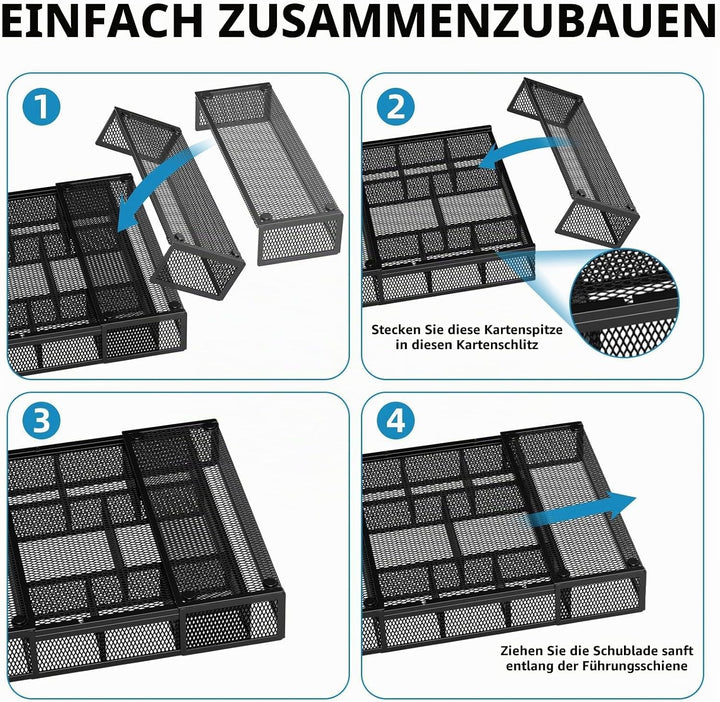 Marbrasse Schreibtisch Organizer mit Schubladen,Netz Schubladenbox mit 10 Verstellbaren Fächern und