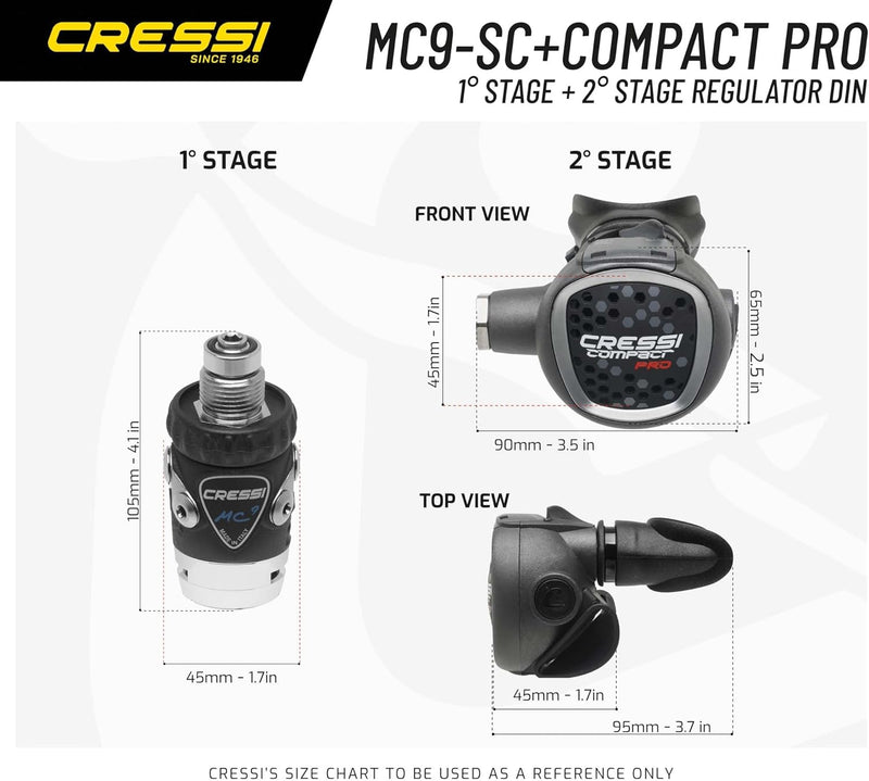 Cressi MC9-SC /Compact Pro Regulator - Erwachsene Atemregler SC in der Version INT oder DIN 300, DIN