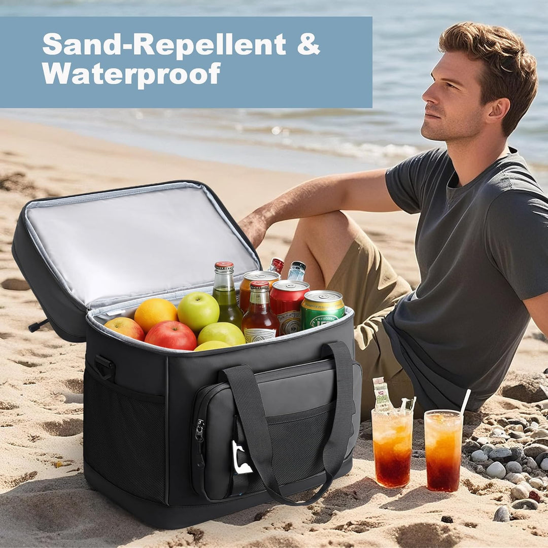 Kühltasche, 40L Grosse Kühlbox Faltbar, Wasserdichte Doppelwand Thermotasche Isolierte Picknicktasch