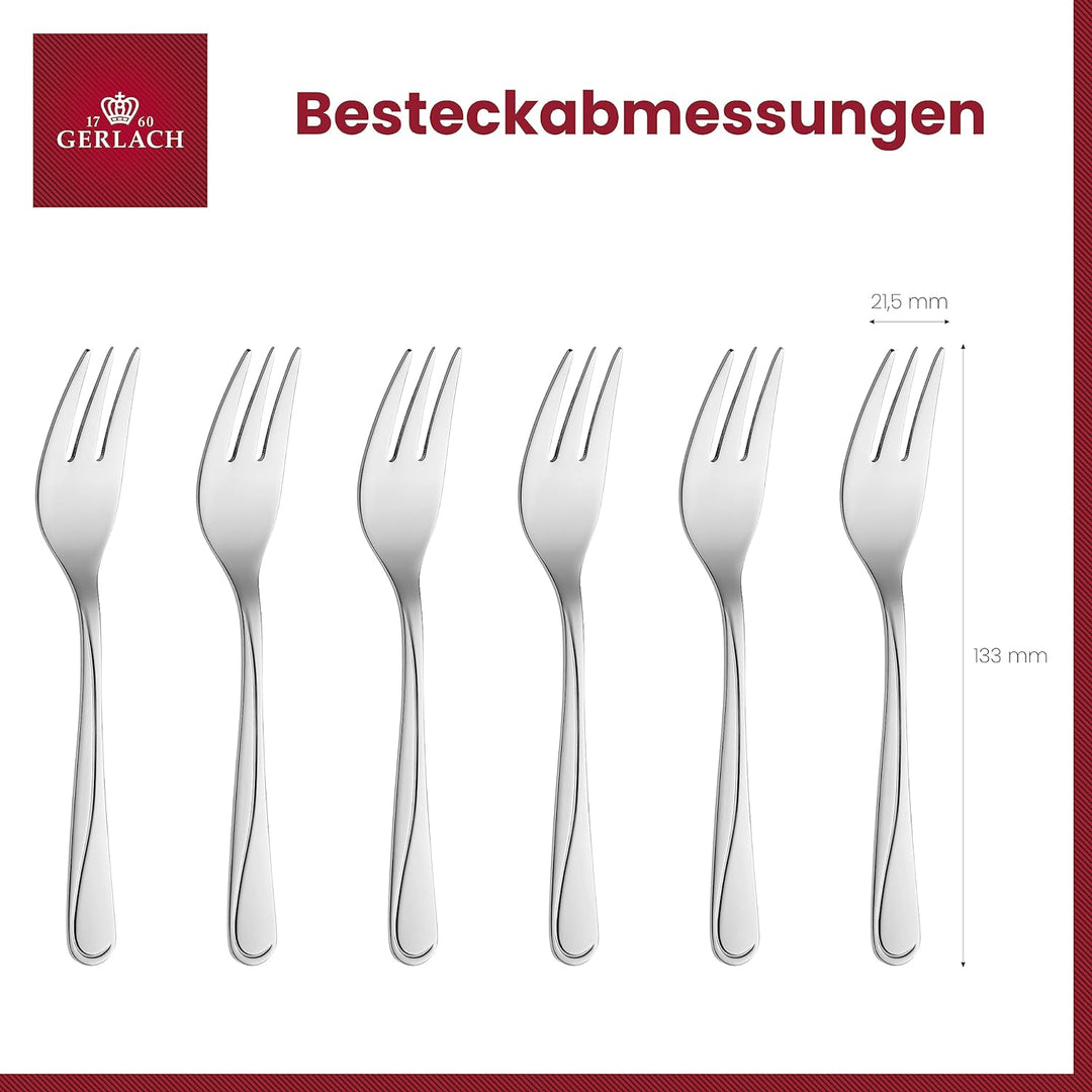 Gerlach Mango Kuchengabel Set Für 6 Personen Spülmaschinenfest Kleine Gabeln Dessertbesteck Essbeste