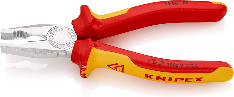 KNIPEX 70 06 180 Seitenschneider verchromt isoliert mit Mehrkomponenten-Hüllen, VDE-geprüft 180 mm &