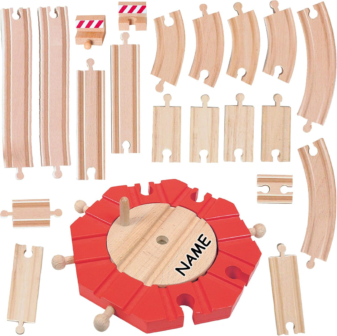 21 TLG. XL - Holz - Schienenset - für Eisenbahn/Holzeisenbahn - passend für alle Schienen-Systeme &