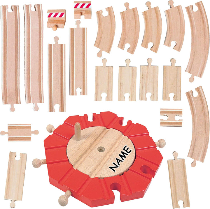 21 TLG. XL - Holz - Schienenset - für Eisenbahn/Holzeisenbahn - passend für alle Schienen-Systeme &