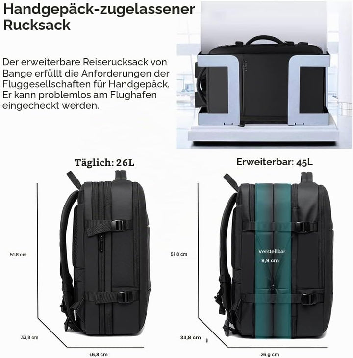BANGE Reiserucksack, Handgepäck Rucksack Strapazierfähige Convertible Duffle Bag Fit für 17,3-Zoll-L