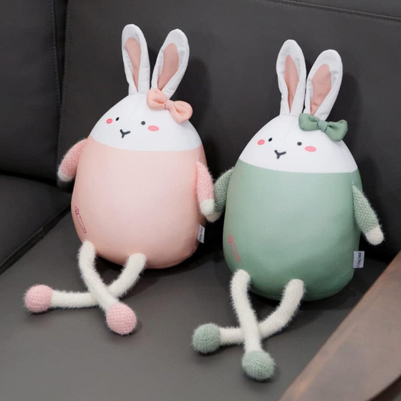 Fencelly 2-in-1 Reisekissen, niedliches Häschen-U-förmiges Nackenkissen mit Kaninchen-Puppe für Auto