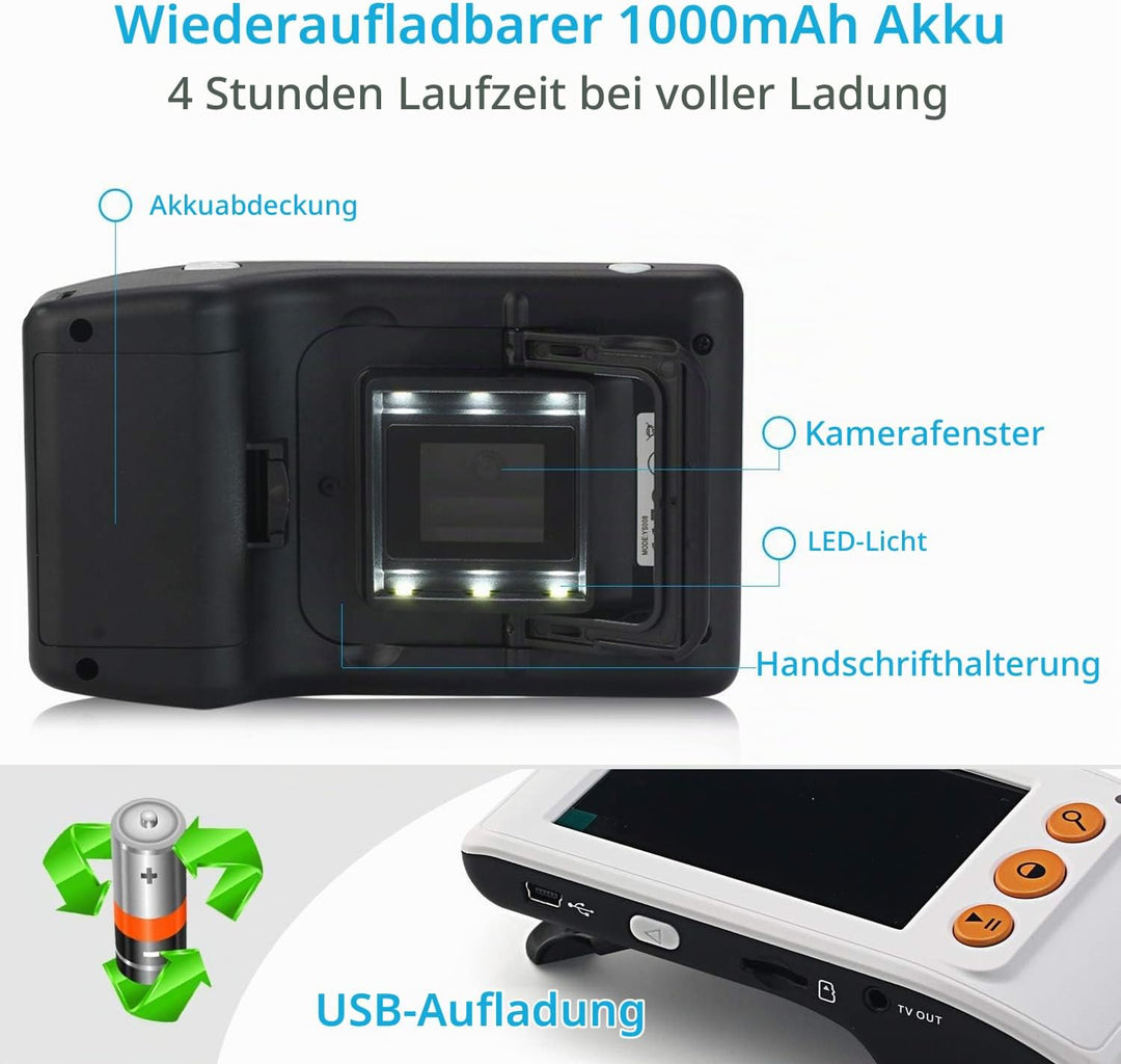 Digitale Mobile Lupe mit 3,5-Zoll-LCD-Bildschirm - Bietet eine 25-fache Textvergrösserung für eine e