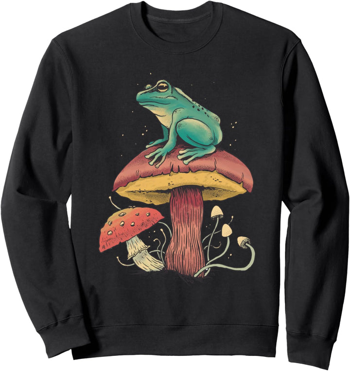 Frosch über Pilz Natur Wald Garten im Freien Sweatshirt