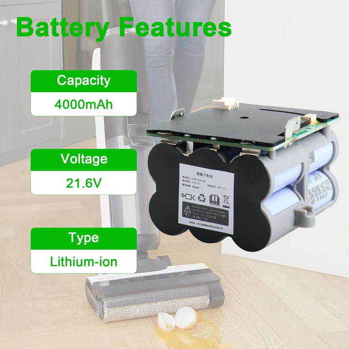 21.6V 4000mAh Akku Kompatibel mit Tineco Floor One S5, S5 Pro, S5 Pro 2, S5 Smart, S5 Steam, S5 Comb