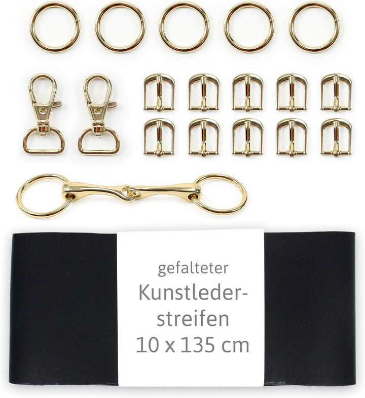 Hobby Horse Trensen Set ◆GOLD EDITION◆: DIY Materialset mit schwarzem Leder (ohne Anleitung)