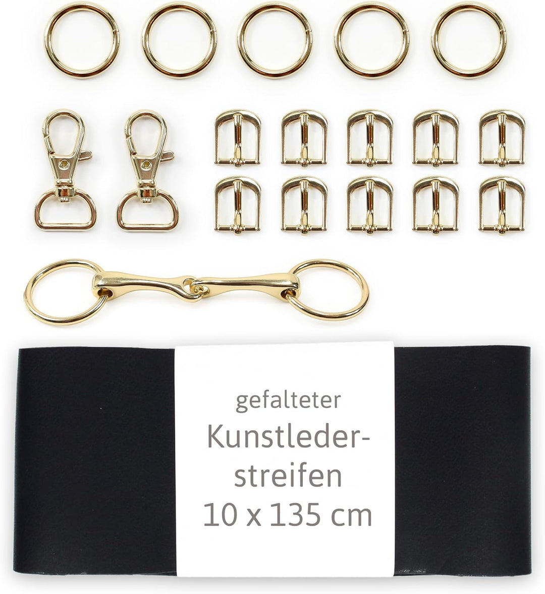 Hobby Horse Trensen Set ◆GOLD EDITION◆: DIY Materialset mit schwarzem Leder (ohne Anleitung)
