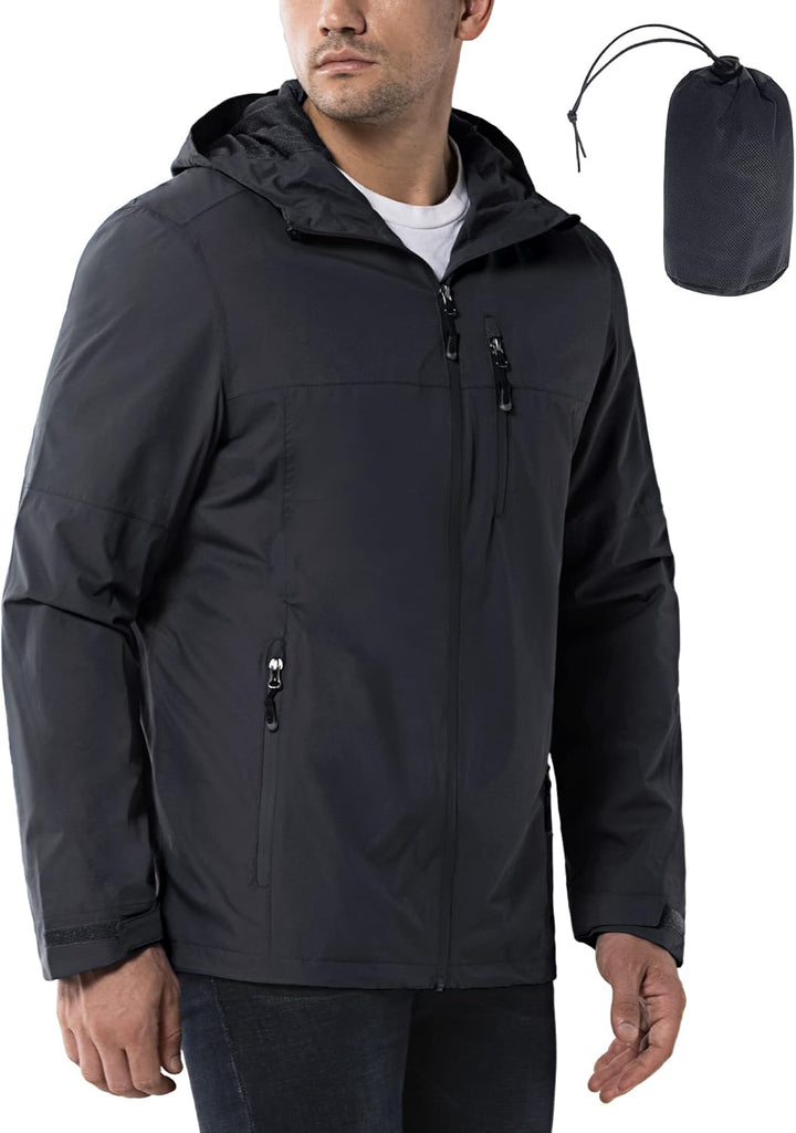 33,000ft Regenjacke Herren Wasserdicht Outdoorjacke Leichte Freizeitjacke Packbare Windjacke Fahrrad