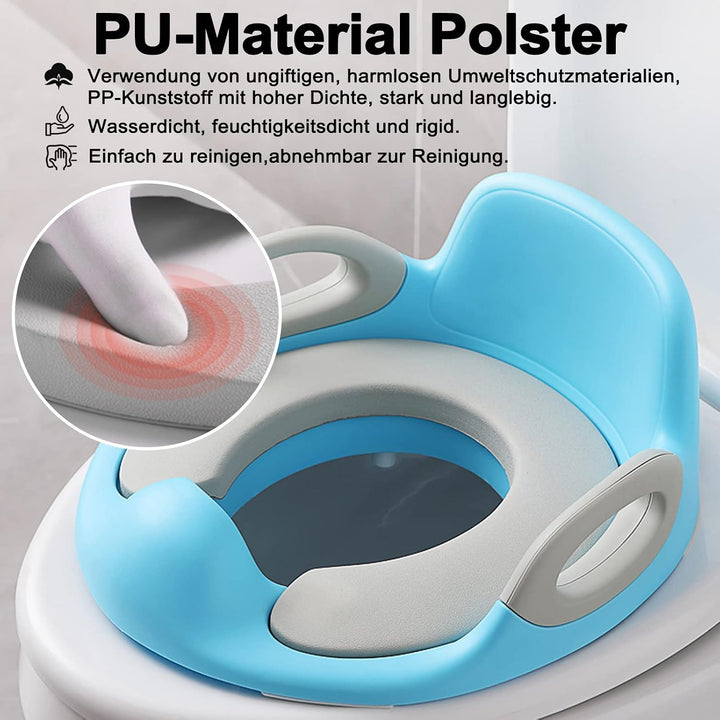 Toilettensitz Kinder Toilettenaufsatz mit PU Gepolstert und Spritzschutz WC Sitz Klositz Toilettentr