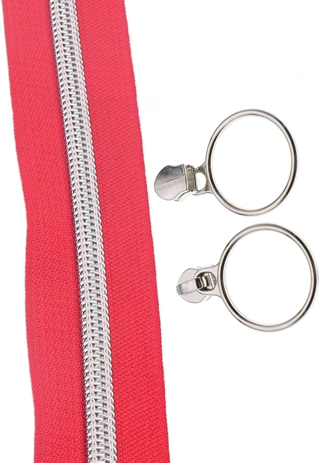 Leekayer 5# silberfarbenes Metall-Zahn-Nylon-Spule-Reissverschluss pro Meter Lose 9 Meter rote Reiss