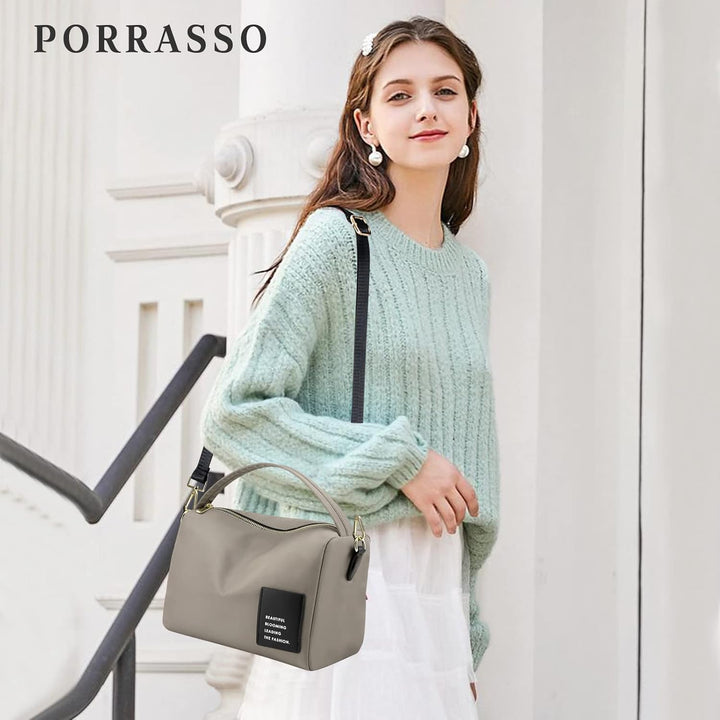 PORRASSO Damen Umhängetasche Casual Schultertasche Nylon Handtasche Mädchen Crossbody Bag für Reisen
