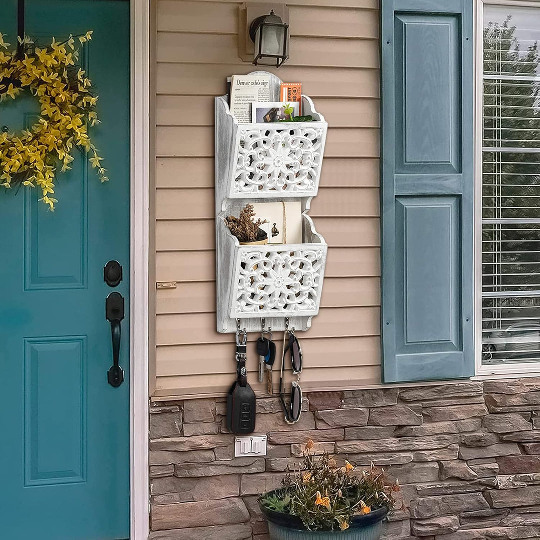 Rustikale Postsortierer und Schlüsselbrett, Zeitschriftenhalter Shabby Chic Briefständer Schlüsselha
