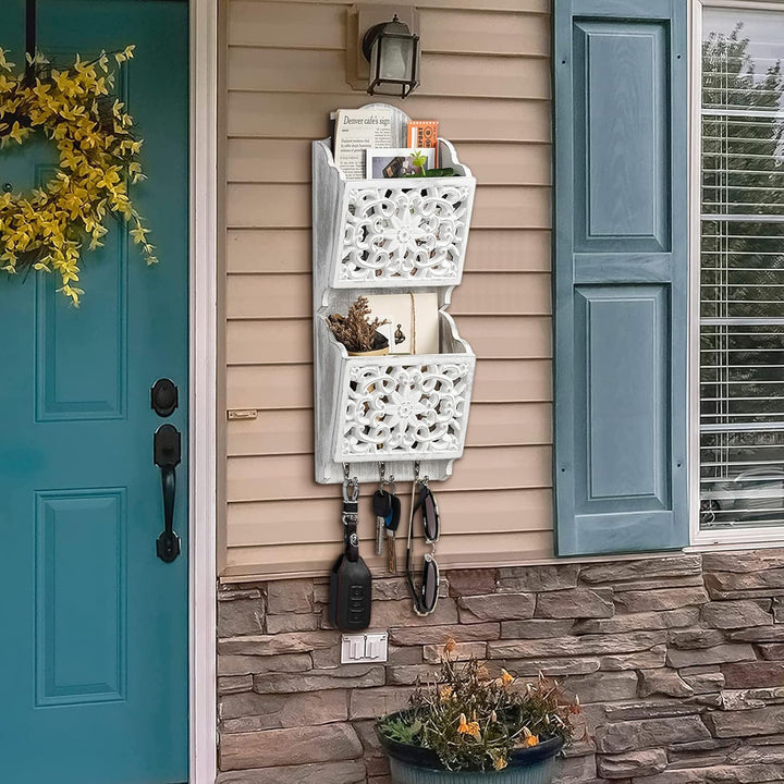 Rustikale Postsortierer und Schlüsselbrett, Zeitschriftenhalter Shabby Chic Briefständer Schlüsselha