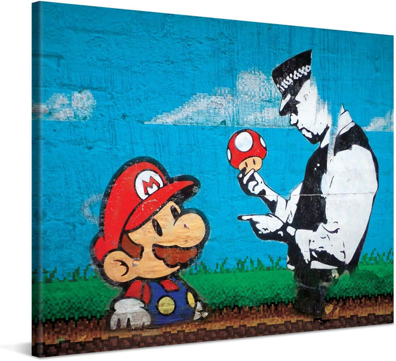 PICANOVA – Premium Leinwanddruck – Leinwandbild Mario Cop 100x75cm – Kunstdruck Auf 2cm Holz-Keilrah