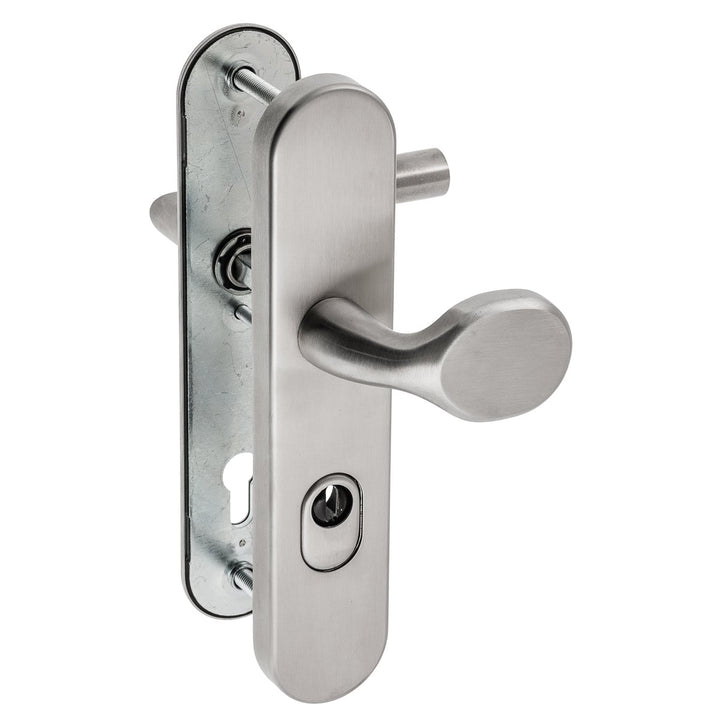 Schildgarnitur ES1 ZA 72mm Schutzbeschlag Edelstahl matt Sicherheitsbeschlag (New York Drücker), A
