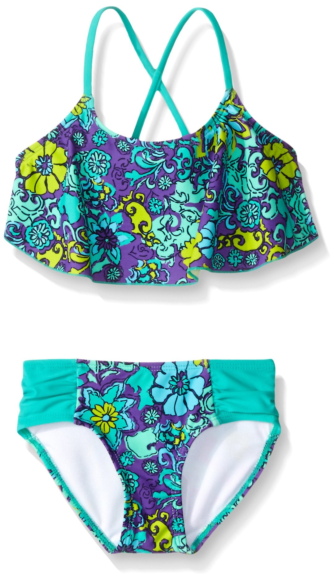 Kanu Surf Girls' Karlie Flounce Bikini Beach Sport 2-Piece Swimsuit