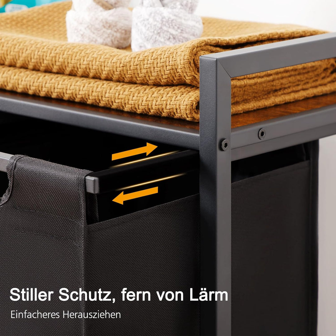 AMHANCIBLE Wäschekorb 3 Fächer 114L Braun, 114L Braun