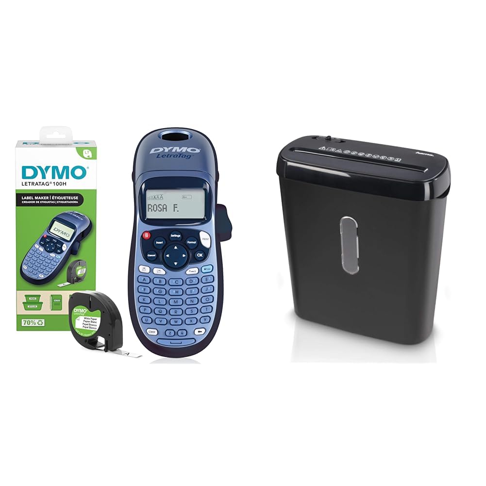 DYMO LetraTag LT-100H Beschriftungsgerät & Hama Aktenvernichter Einzug Aktenvernichter professionell