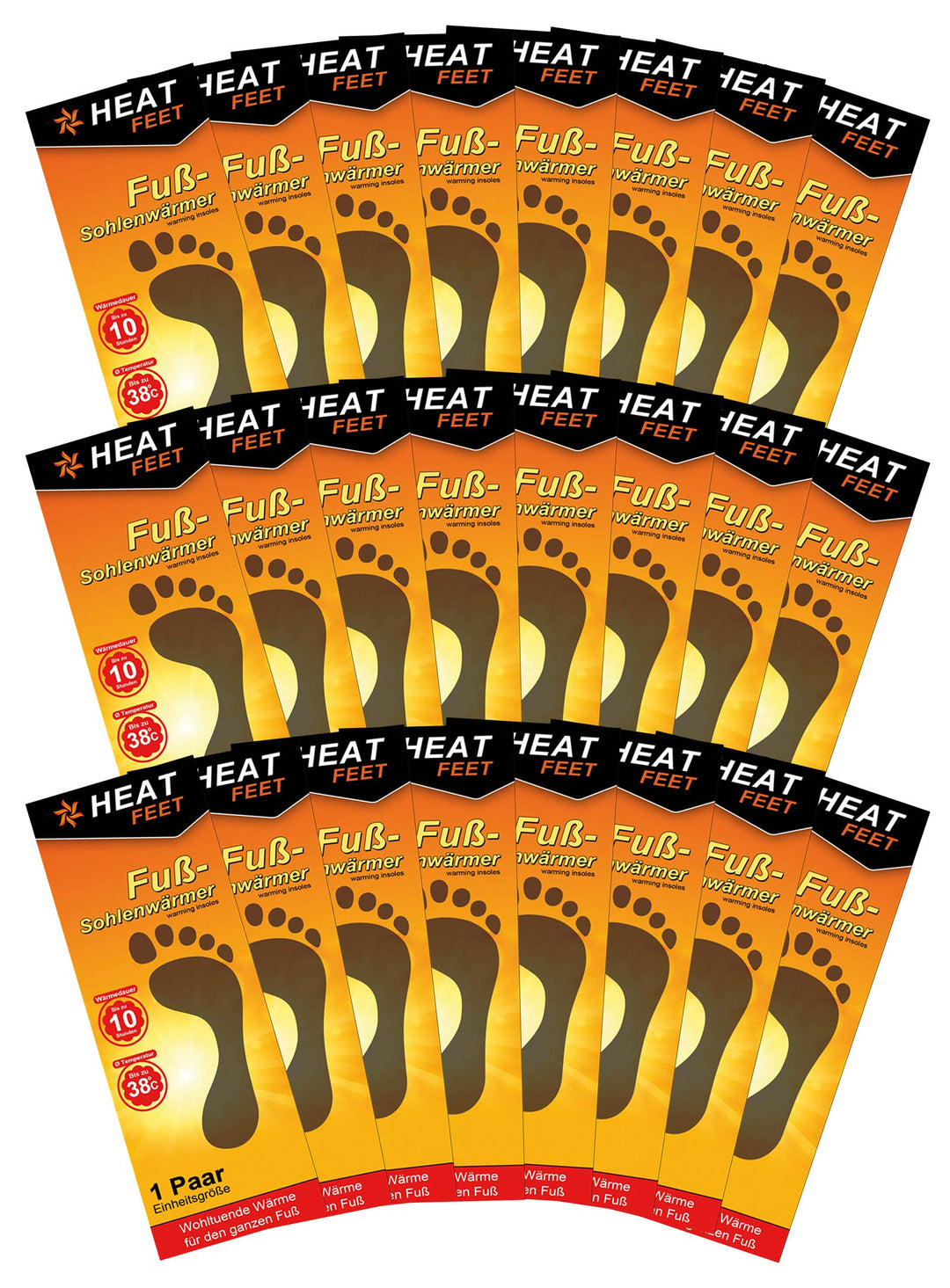 24 Paar HEAT FEET Wärmesohlen, Heizsohlen, Einlage Fusswärmer, wärmende Sohlen, warme Einlegesohlen,